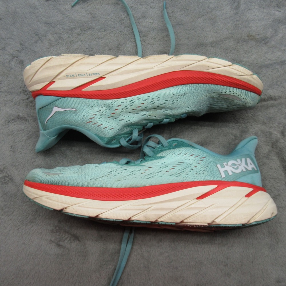 Hoka Running Shoes Women 9 B Aqua Clifton 8 Lightweight Comfort Lace-Up Athletic - Picture 10 of 16